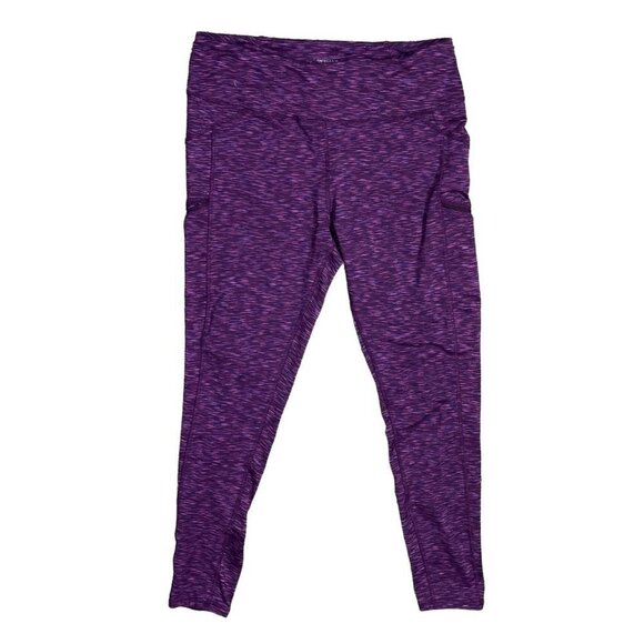 Z by Zobha Purple Pink Leggings Full Length Zip Pockets Size L (12-14) - Picture 1 of 6